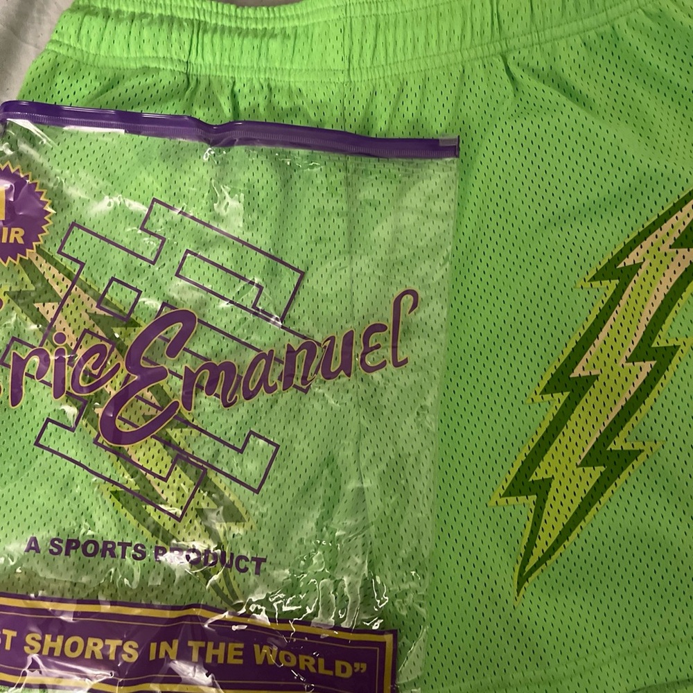 Eric Emanuel Neon Green Mesh Shorts